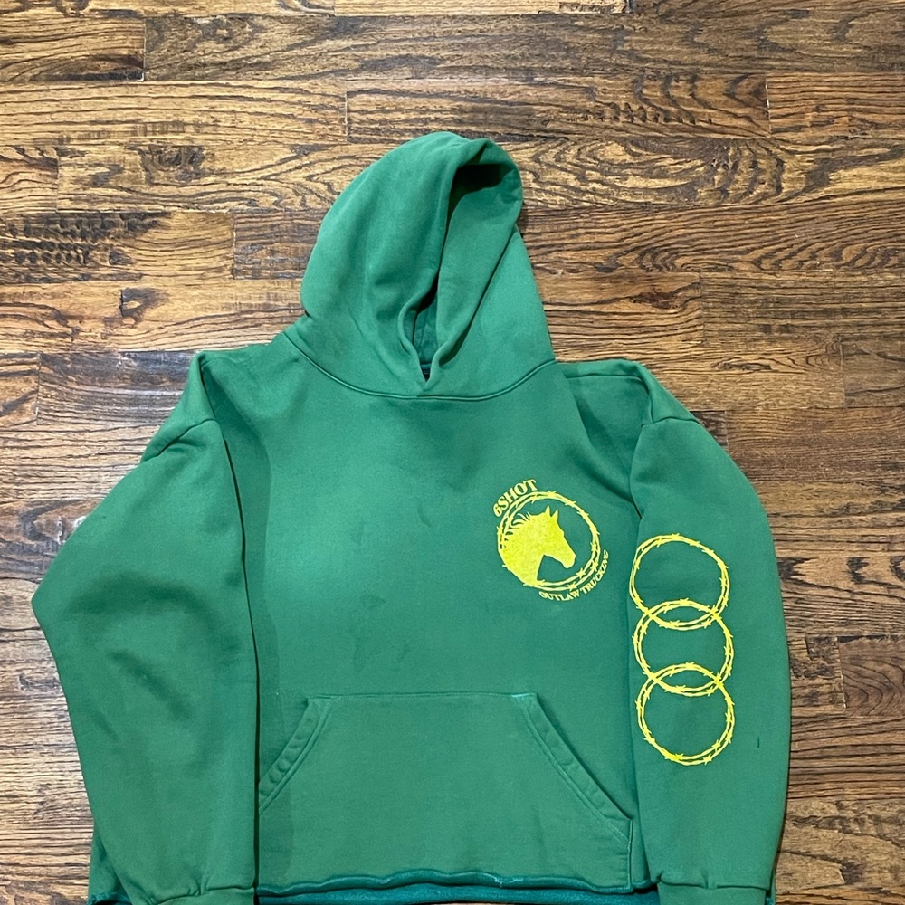 Green Hoodie with Yellow Graphic